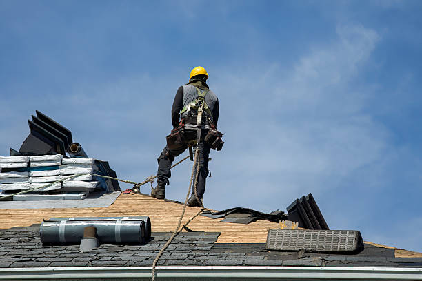 Professional Gutter Installation technician working in Hye, TX